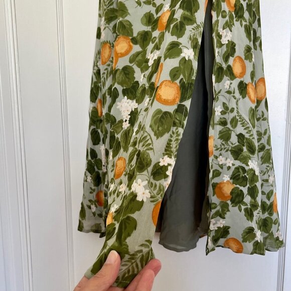 Reformation Inka Midi Smocked Dress in Orange Grove | Size XS - Picture 6 of 9